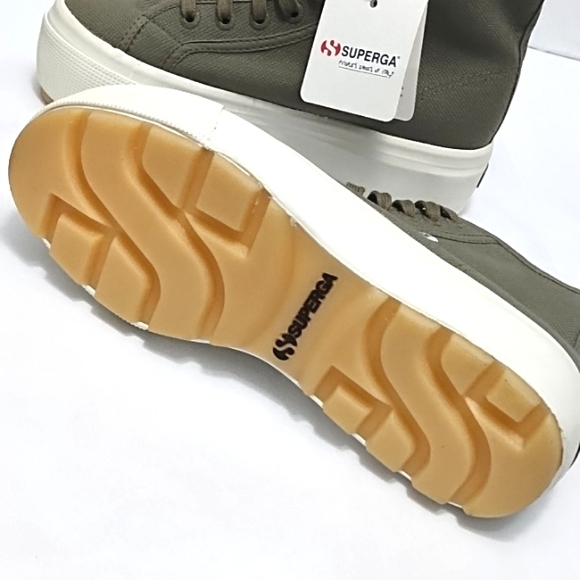 Superga 2708 Green Safari Platform Hi Top Tank Sneaker - Picture 12 of 14